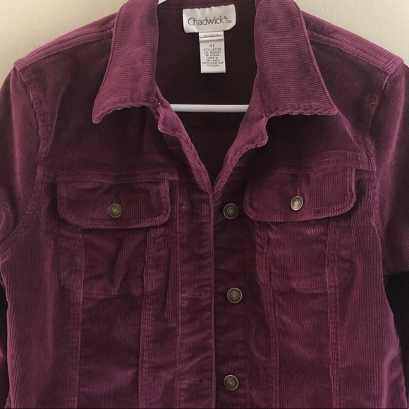 Chadwicks Burgundy Red Corduroy Blazer Jacket Womens Size S Collared Button Up - Picture 5 of 12